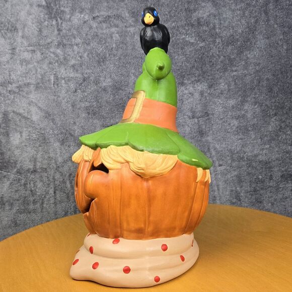 Vintage Halloween Ceramic Glenview Mold Jack-o'-Lantern Witch Hat Raven - Picture 9 of 16